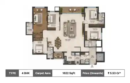 4 BHK 1622  SqFt